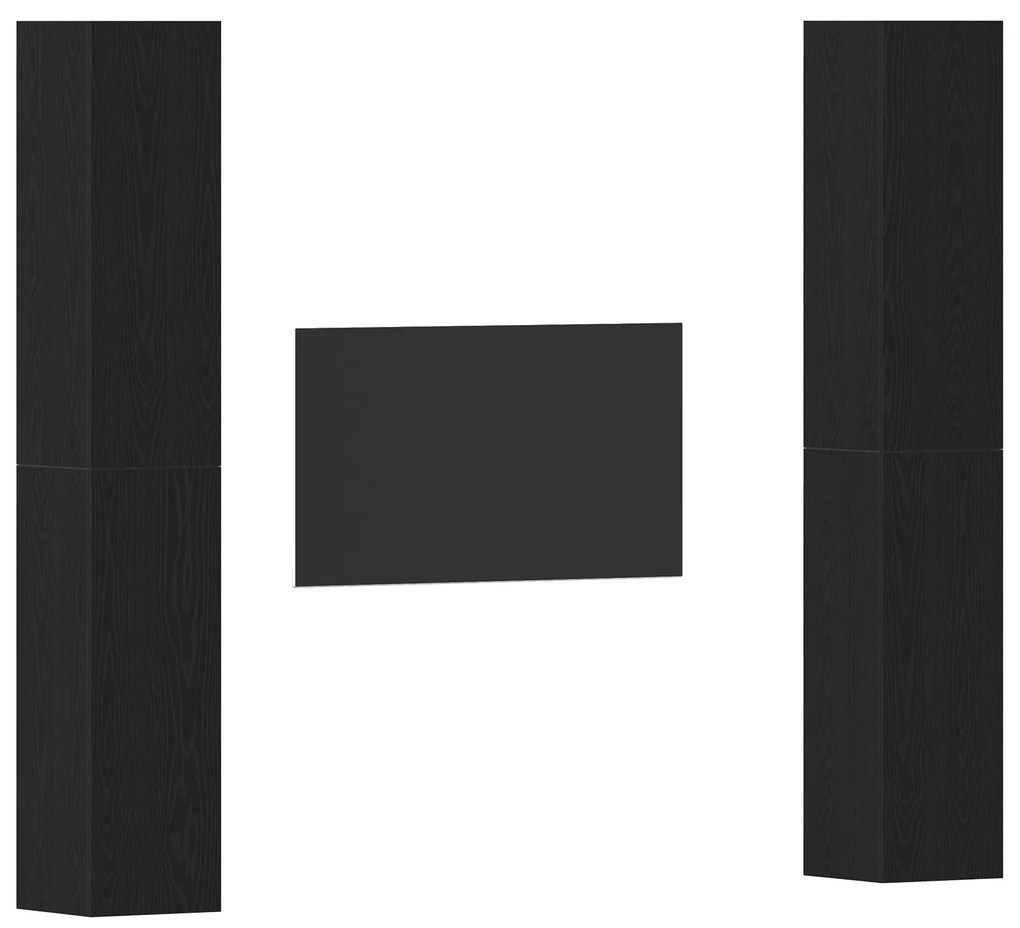vidaXL Set 4 Τεμαχίων Καλυμμάτων Τηλεόρασης σε Μαύρο Δρυό - 30,5 x 30 x 90 εκ. - Φτιαγμένο από Ανθεκτικό Ξύλο