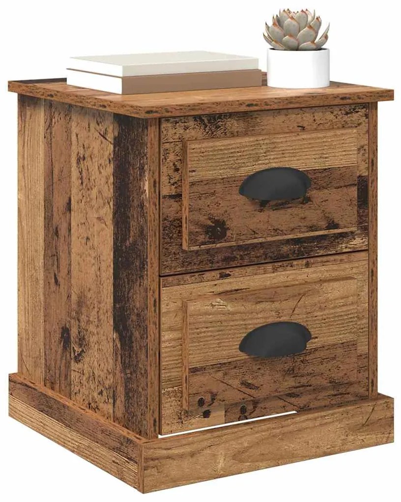 vidaXL Κομοδίνο 2 pcs Παλαιό ξύλο 39 x 39 x 47.5 εκ Επεξεργασμένο ξύλο