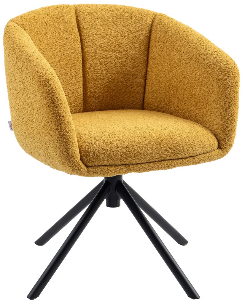 Πολυθρόνα HOMCOM, πολυθρόνα με άνετο κάθισμα, περιστρεφόμενη, χνουδωτή επένδυση, έως 120 kg, κίτρινο