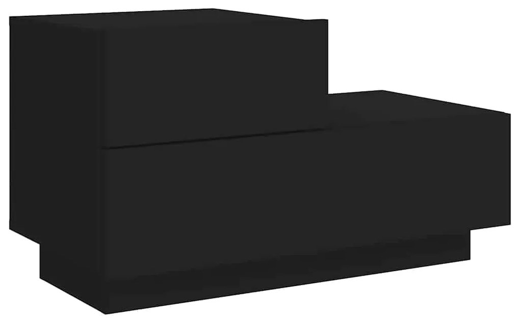 vidaXL Κομοδίνο με Φώτα LED Μαύρο 70 x 36 x 40,5 εκ.