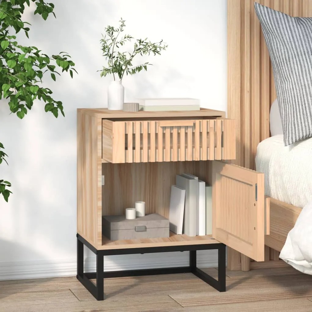 vidaXL Κομοδίνο 40 x 30 x 55,5 εκ. από Επεξεργασμένο Ξύλο &amp; Σίδερο