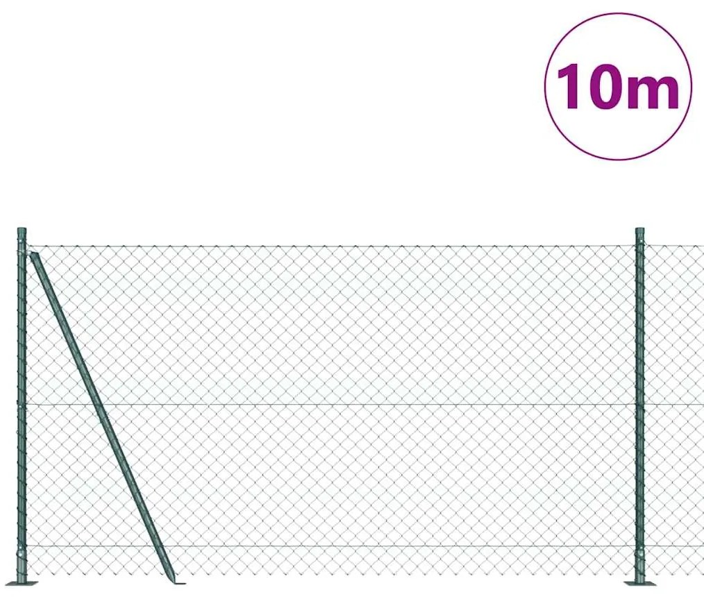 vidaXL Φράχτης από αλυσίδα με στήλες Πράσινο 1.2 x 10 m Ατσάλι