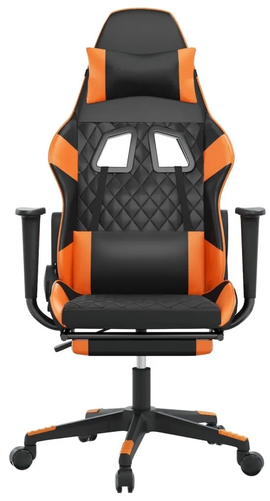 vidaXL Καρέκλα Gaming Μασάζ Υποπόδιο Μαύρο/Πορτοκαλί Συνθετικό Δέρμα