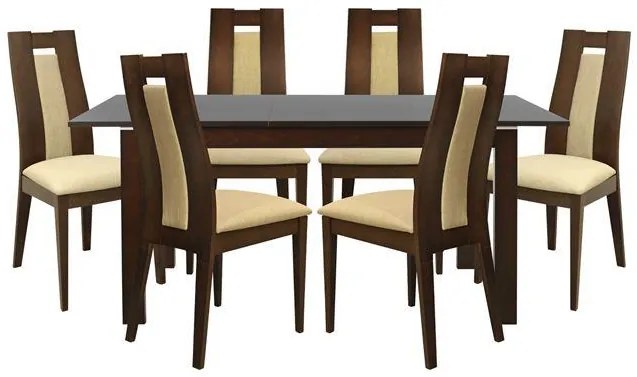 Σετ τραπεζαρίας C10057 7 τεμ με 6 καρέκλες και Τραπέζι Ανοιγόμενο 120+30x80x75 εκ.