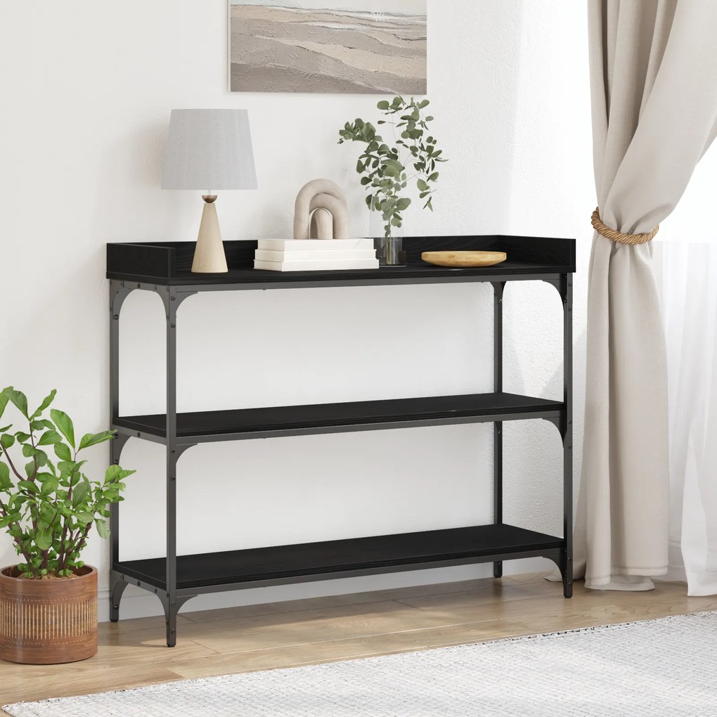 vidaXL Κονσόλα Μαύρη Δρυς 100x30x80 εκ. Επεξεργασμένου Ξύλου και Χάλυβα