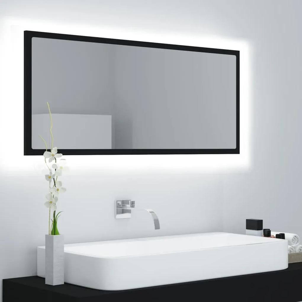 vidaXL Καθρέφτης Μπάνιου με LED Μαύρος 100x8,5x37 εκ. Ακρυλικός