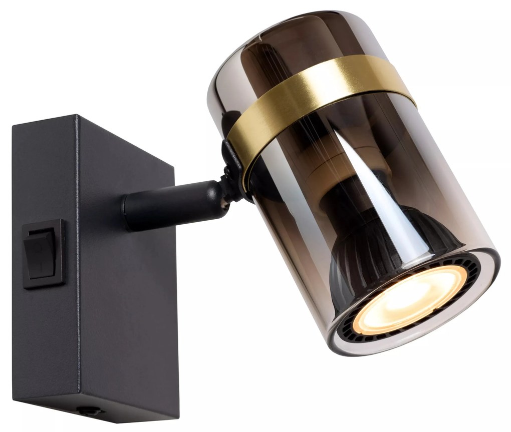 Φωτιστικό Επίτοιχο Lucide 57200-01-65 UPTON Φυμέ (Smoke)|Μαύρο Ματ (Black Mat)