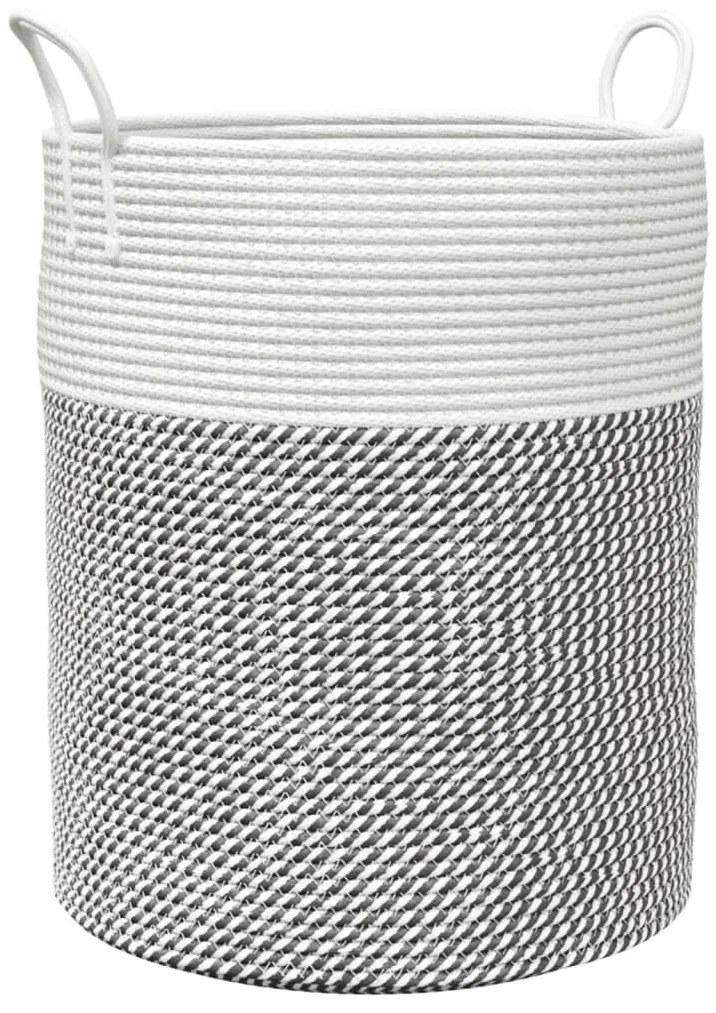 vidaXL Καλάθι Αποθήκευσης Γκρι και Λευκό Ø38 x 46 εκ. Βαμβακερό