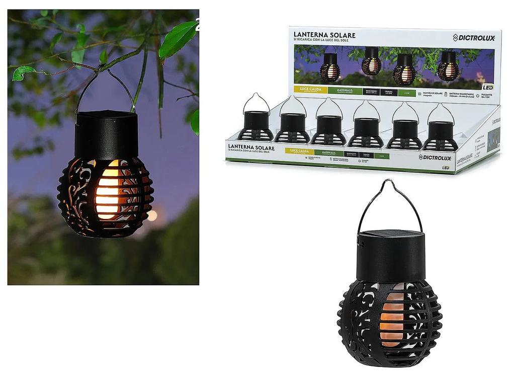 Φανάρι Εξωτερικού Χώρου LED Ηλιακό Θερμό Λευκό Φως Μαύρο Μέταλλο/Πλαστικό Φ7.5x9cm