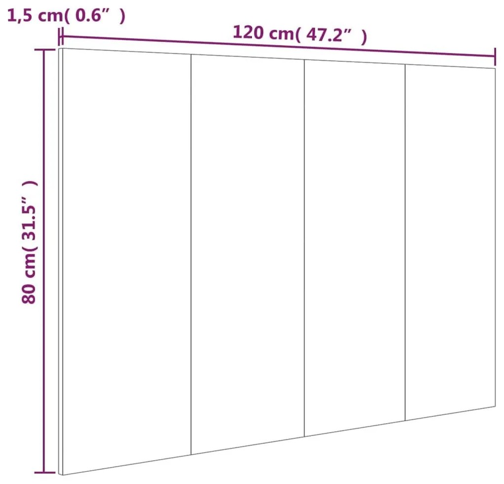 Κεφαλάρι Κρεβατιού Καπνιστή Δρυς 120x1,5x80 εκ. Επεξεργασ. Ξύλο  - Καφέ