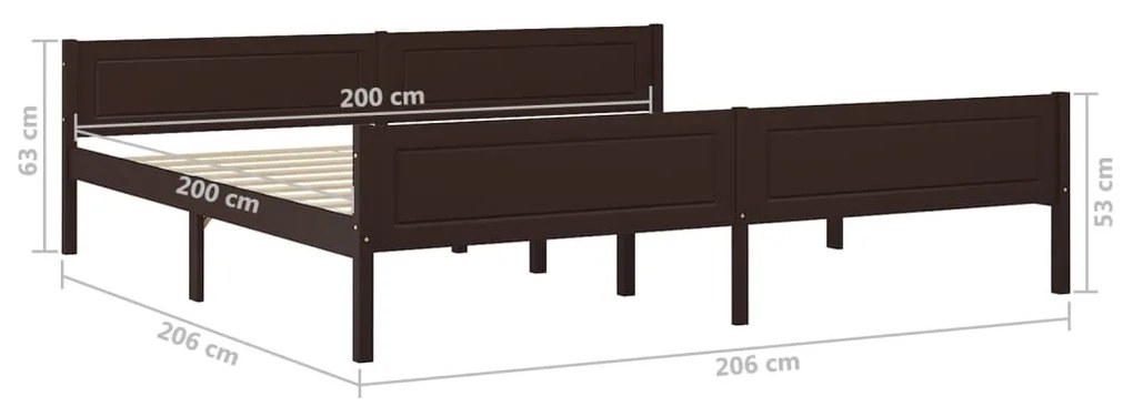 vidaXL Πλαίσιο Κρεβατιού Σκούρο Καφέ 200x200 εκ. από Μασίφ Ξύλο Πεύκου