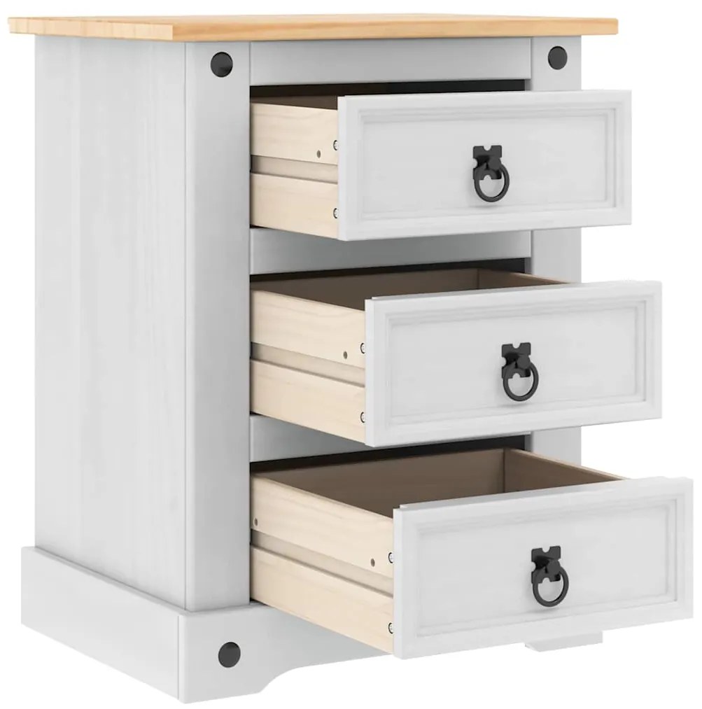 vidaXL Κομοδίνο με συρτάρι Λευκό 53 x 39 x 66 εκ Στερεά ξυλεία πεύκου