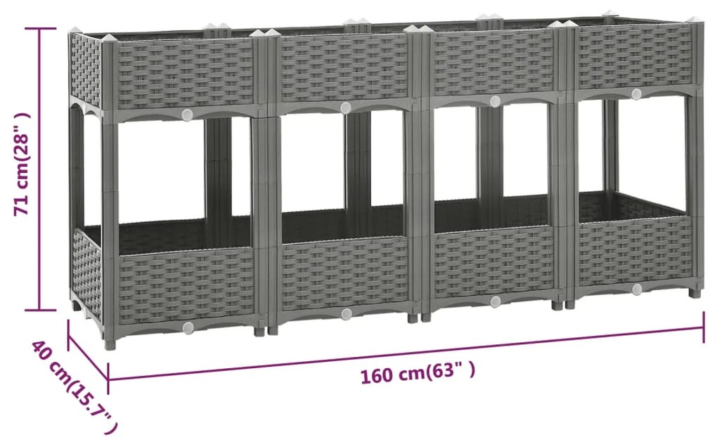 vidaXL Ζαρντινιέρα 160 x 40 x 71 εκ. από Πολυπροπυλένιο