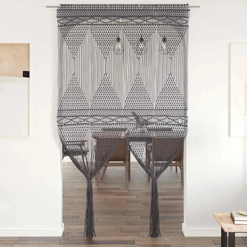 Κουρτίνα Μακραμέ Ανθρακί 140 x 240 εκ. Βαμβακερή