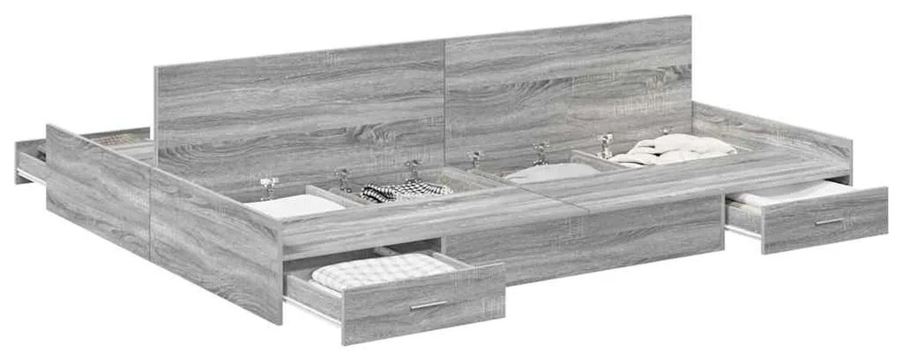 vidaXL Κρεβάτι με αποθηκευτικό χώρο Γκρι sonoma 135 x 190 cm