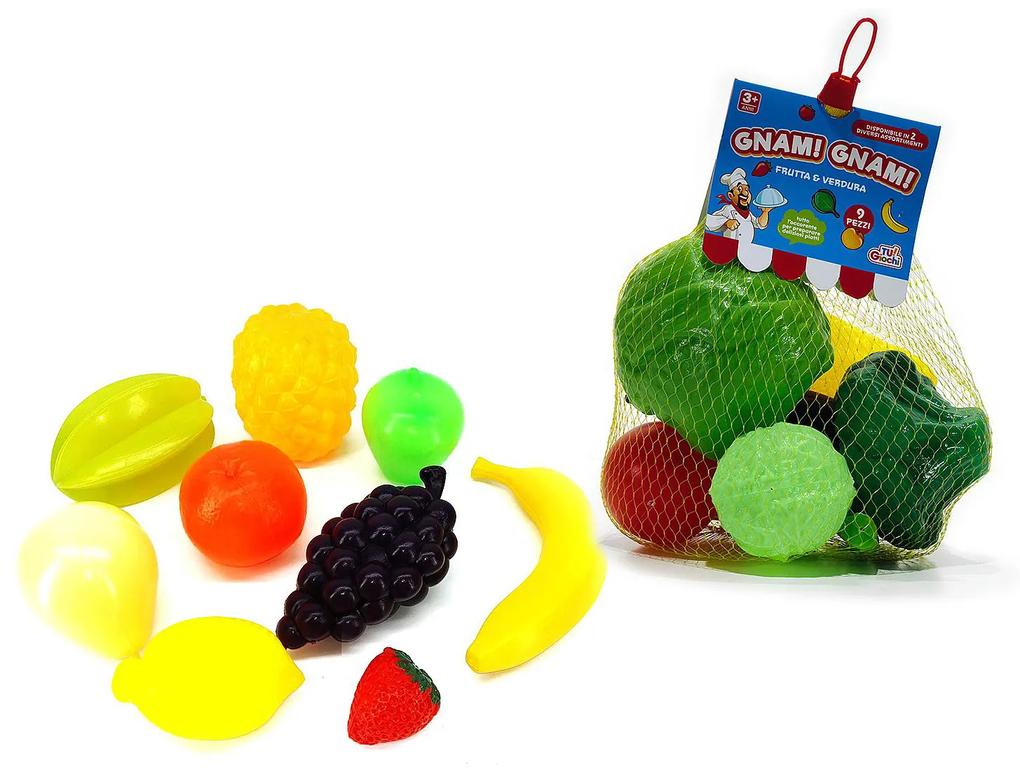 Παιχνίδι Φρούτα Και Λαχανικά Πολύχρωμο Πλαστικό Σε 2 Ποικιλίες 30cm Σετ 9Τμχ Για 3  Ετών