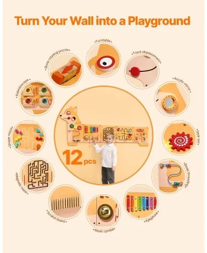 VEVOR Puppy Activity Wall Busy Board Panels 12 Activities Sensory Wall Panel