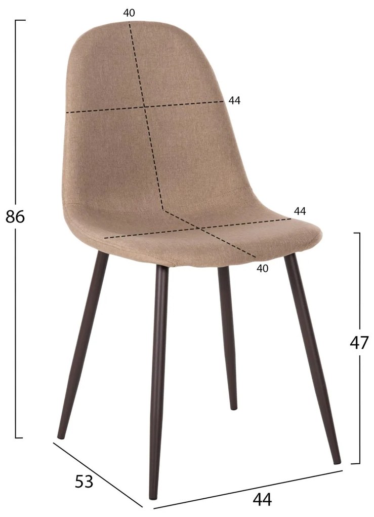 Καρέκλα LEONARDO Ύφασμα Μπέζ με Μεταλλικά πόδια 45x52x85εκ. 4αδα 45x52x85 εκ.