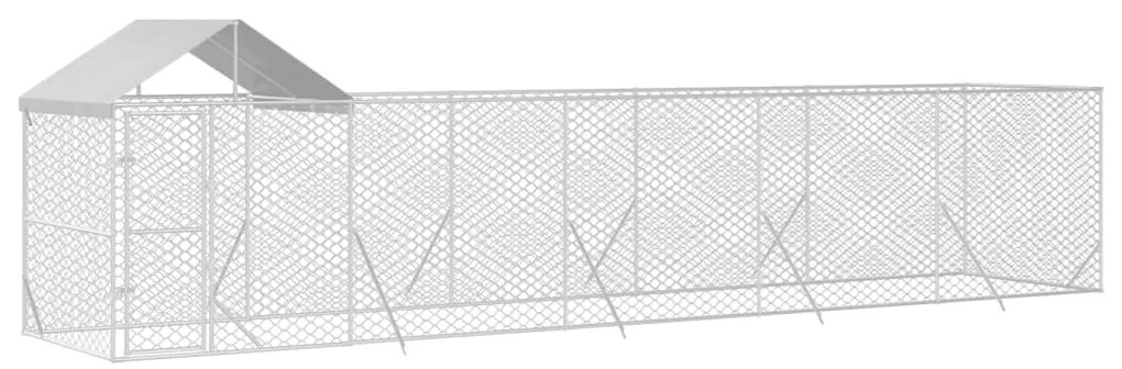 vidaXL Κλουβί Σκύλου Εξ. Χώρου με Οροφή Ασημί 10x2x2,5 μ. Γαλβ. Ατσάλι
