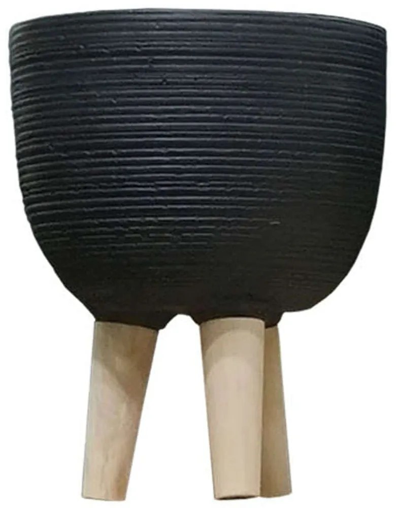 Κασπώ 06-00-21206-1 Φ25,5x33,5cm Black-Natural Marhome Wood,Cement