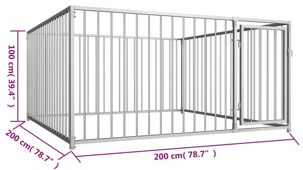 vidaXL Κλουβί Σκύλου Εξωτερικού Χώρου 200 x 200 x 100 εκ.