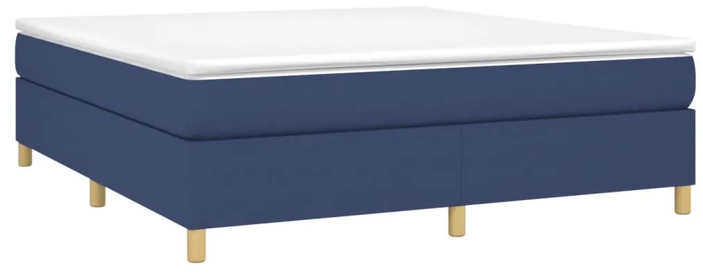 Κρεβάτι Boxspring με Στρώμα Μπλε 160x200 εκ. Υφασμάτινο - Μπλε