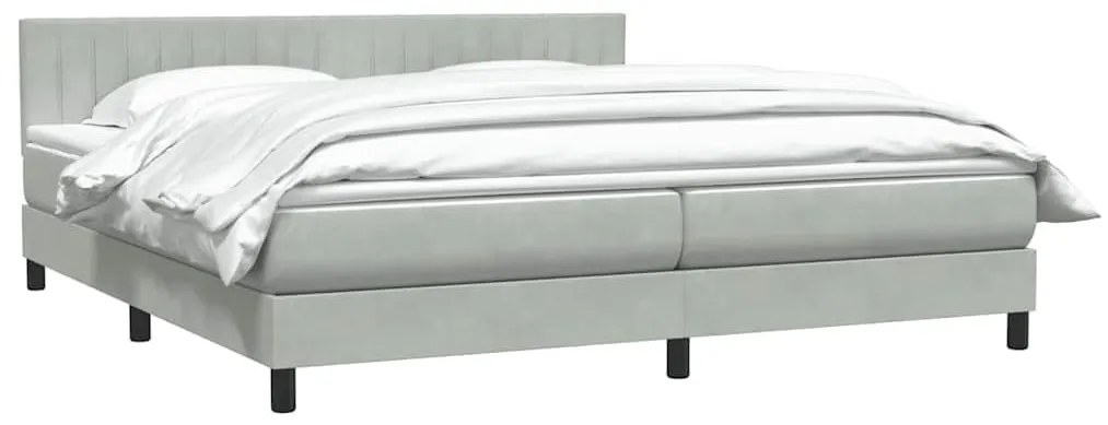 Box Spring κρεβάτι με στρώμα ανοιχτό γκρι 180x220 cm Βελούδινο - Γκρι