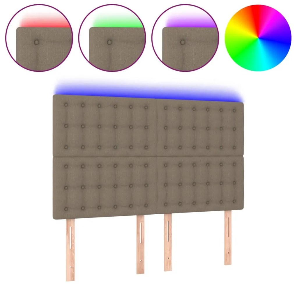 vidaXL Κεφαλάρι Κρεβατιού LED Taupe 144x5x118/128 εκ. Υφασμάτινο