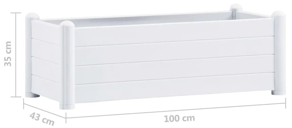 vidaXL Ζαρντινιέρα Υπερυψωμένη Λευκή 100 x 43 x 35 εκ. Πολυπροπυλένιο
