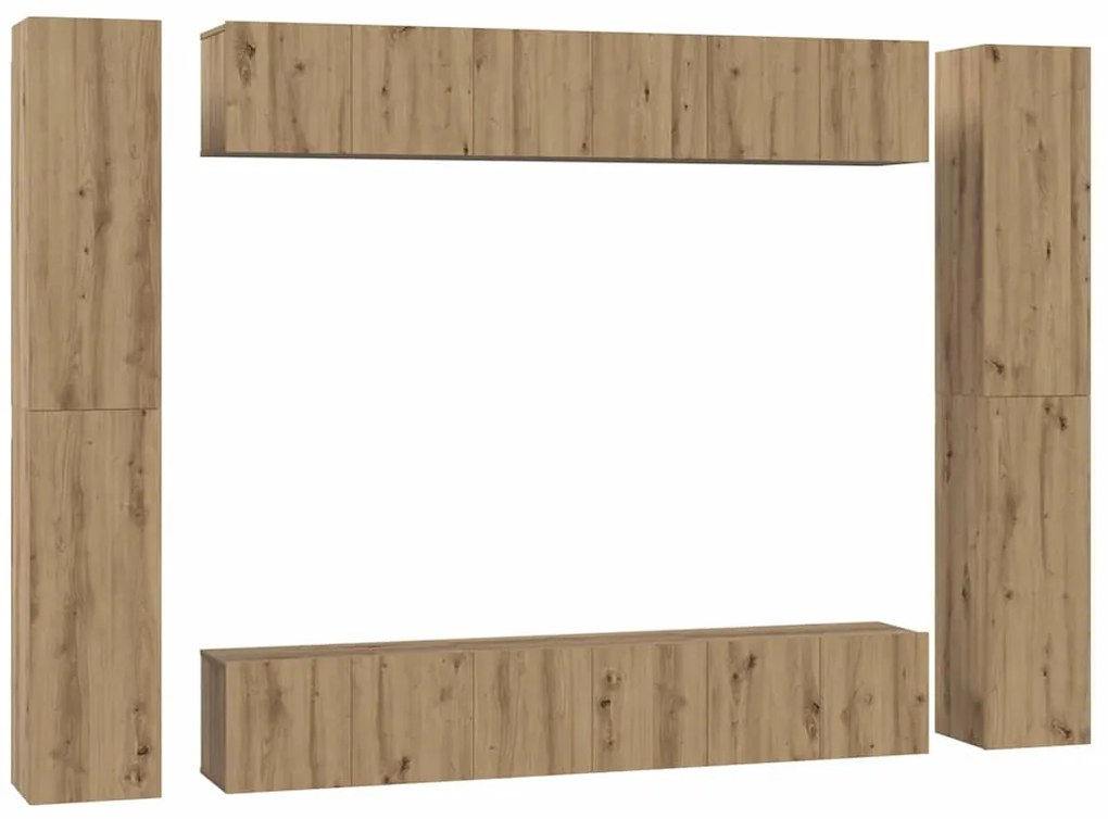 vidaXL Σετ επίπλου τηλεόρασης 10 pcs artisan δρυς 30.5 x 30 x 90 cm