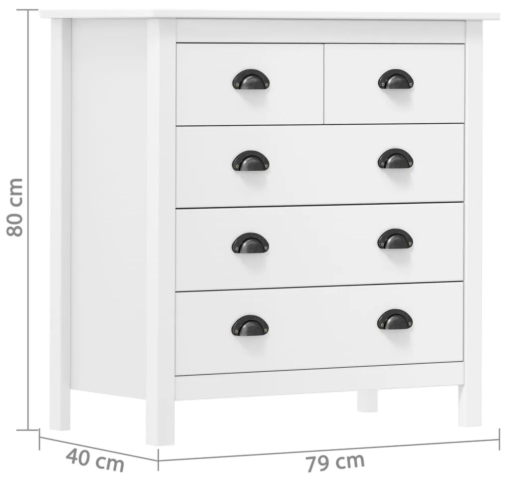 Μπουφές Hill Λευκός 79x40x80 εκ. από Μασίφ Ξύλο Πεύκου 288916