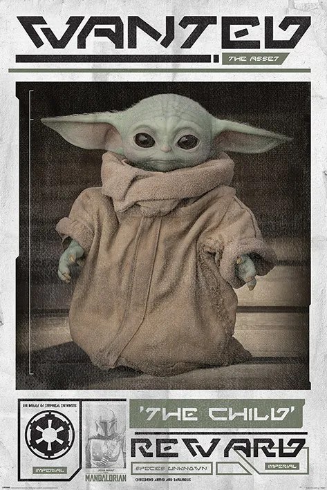 Αφίσα Star Wars: The Mandalorian - Wanted The Child (Baby Yoda)