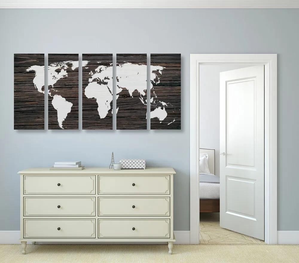 Παγκόσμιος χάρτης 5 μερών σε ξύλο