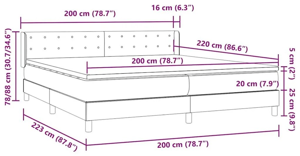 Κρεβάτι Boxspring με Στρώμα Ροζ 180x210 εκ. Βελούδινο - Ροζ