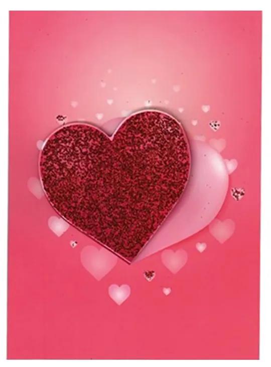 Κάρτα Καρδιές Ροζ/Κόκκινο σε λευκό φάκελο  17x12cm Μαλέλης
