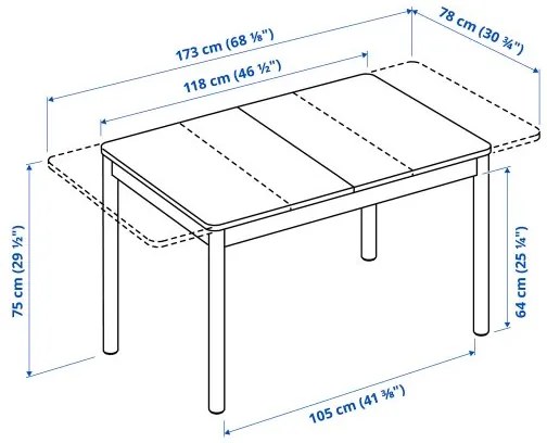 RÖNNINGE επεκτεινόμενο τραπέζι, 118/173x78 cm 305.074.65
