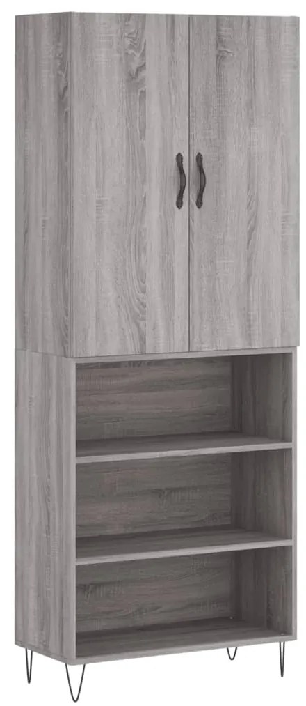 vidaXL Ντουλάπι Γκρι Sonoma 69,5 x 34 x 180 εκ. Επεξεργασμένο Ξύλο