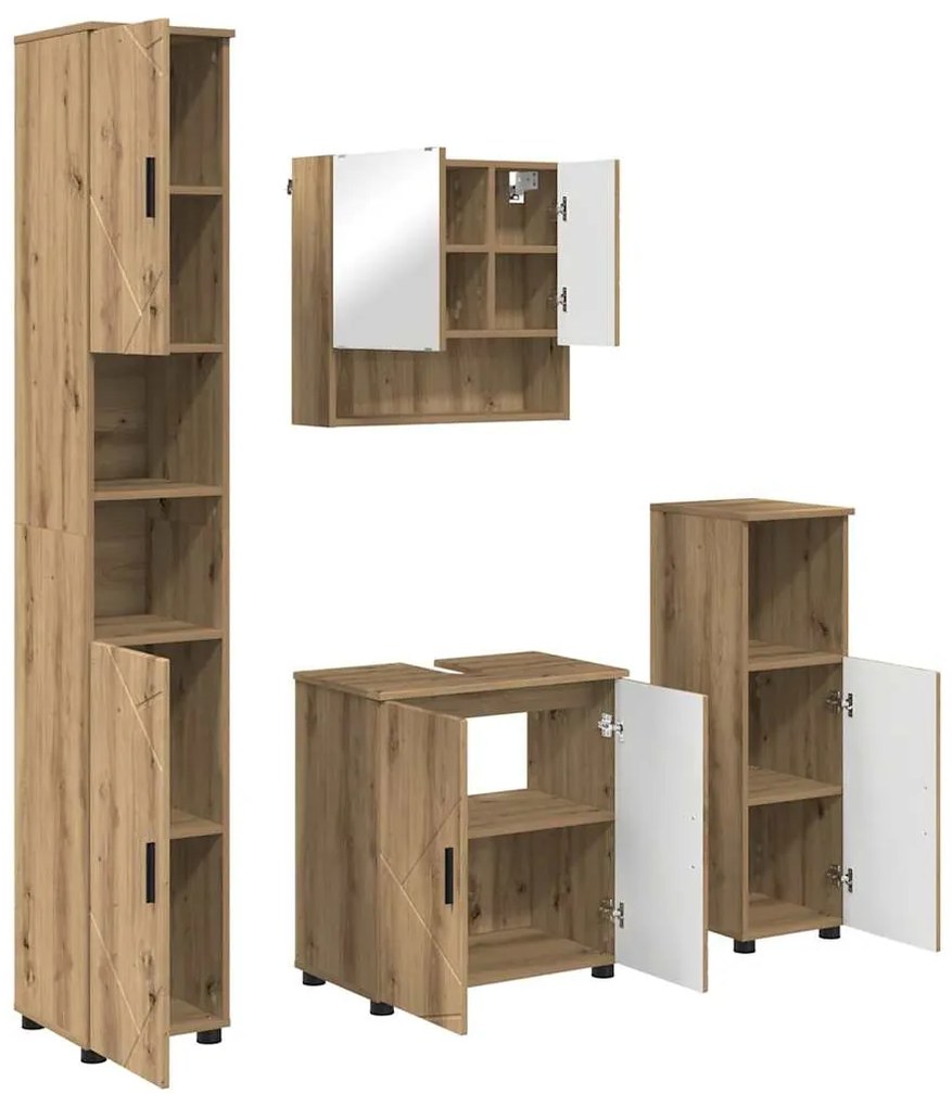 vidaXL Σετ Επίπλων Μπάνιου 4 pcs artisan δρυς 61 x 35 x 64 εκ.