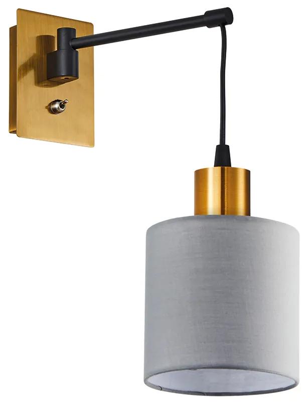 Φωτιστικό Τοίχου - Απλίκα SE21-GM-9-SH1 ADEPT WALL LAMP Gold Matt and Black Metal Wall Lamp Grey Shade+ - Μέταλλο - 77-8355