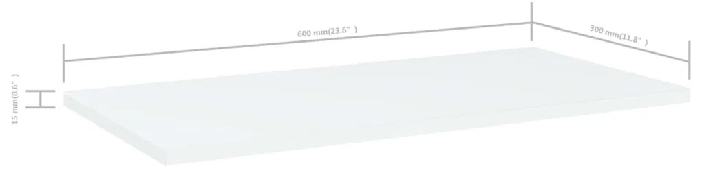 vidaXL Ράφια Βιβλιοθήκης 4 τεμ. Λευκά 60x30x1,5 εκ. από Μοριοσανίδα