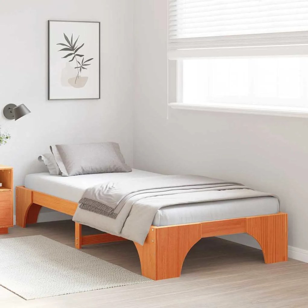 vidaXL Κρεβάτι Μαύρης Καφέ 90 x 190 cm Μασίφ Ξύλου Πεύκου