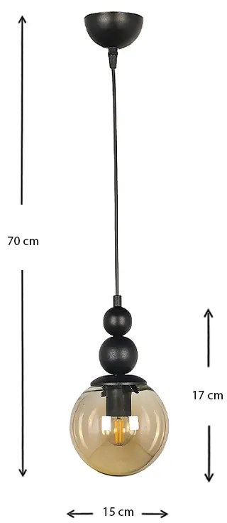 Φωτιστικό οροφής Latona Megapap E27 μεταλλικό μονόφωτο χρώμα μαύρο 15x15x70εκ.