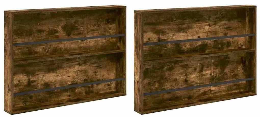 vidaXL Ράφι Περιοδικών με ράφι 2 pcs Καπνιστό Δρύς 100 x 12 x 70 εκ