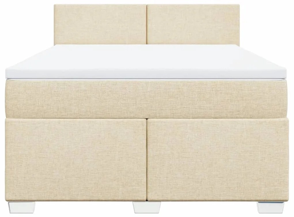 vidaXL Κρεβάτι Boxspring με Στρώμα Κρεμ 140x190 εκ. Υφασμάτινο