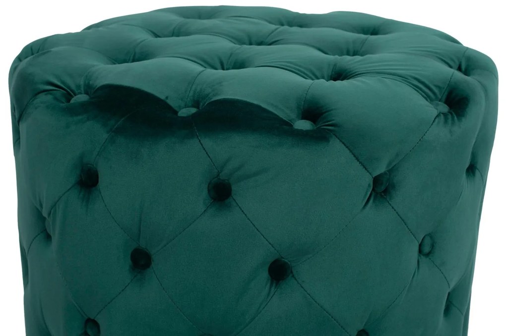 Σκαμπό KASSIE τύπου CHESTERFIELD Βελούδο Κυπαρισσί Φ60x43Υ εκ. 60x60x43 εκ.