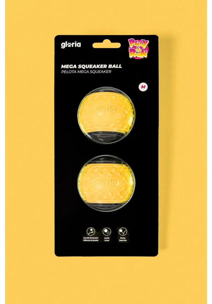 Μπάλα για τα Κατοικίδια ζώα Gloria PLAY AND RUN Κίτρινο TPR M 6,35 cm x2