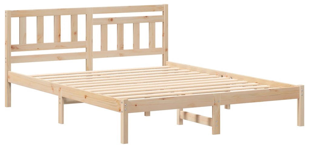 vidaXL Σκελετός Κρεβατιού Καφέ 150 x 200 cm Μασίφ ξύλο πεύκου