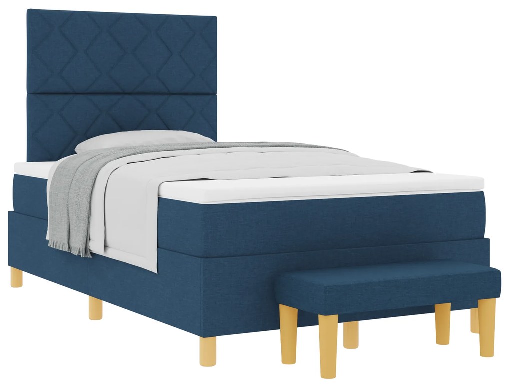 vidaXL Κρεβάτι με ελατήρια με στρώμα Μπλε 120 x 200 cm ύφασμα