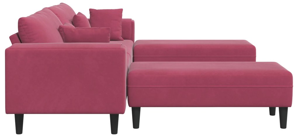vidaXL Βελούδινος καναπές με μαξιλάρι 3 pcs Κόκκινο 208 εκ. Βελούδο
