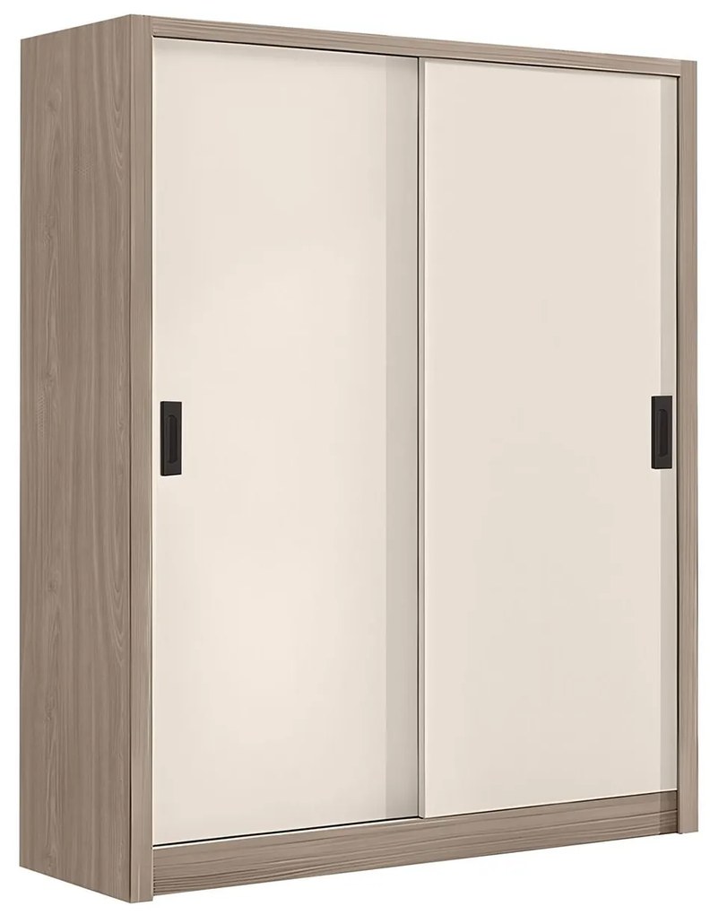Ντουλάπα Δίφυλλη VANITY Συρόμενη Εκρού/Καρυδί MDF 160x60x200cm